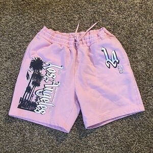 Pink Los Angeles Graphic Shorts